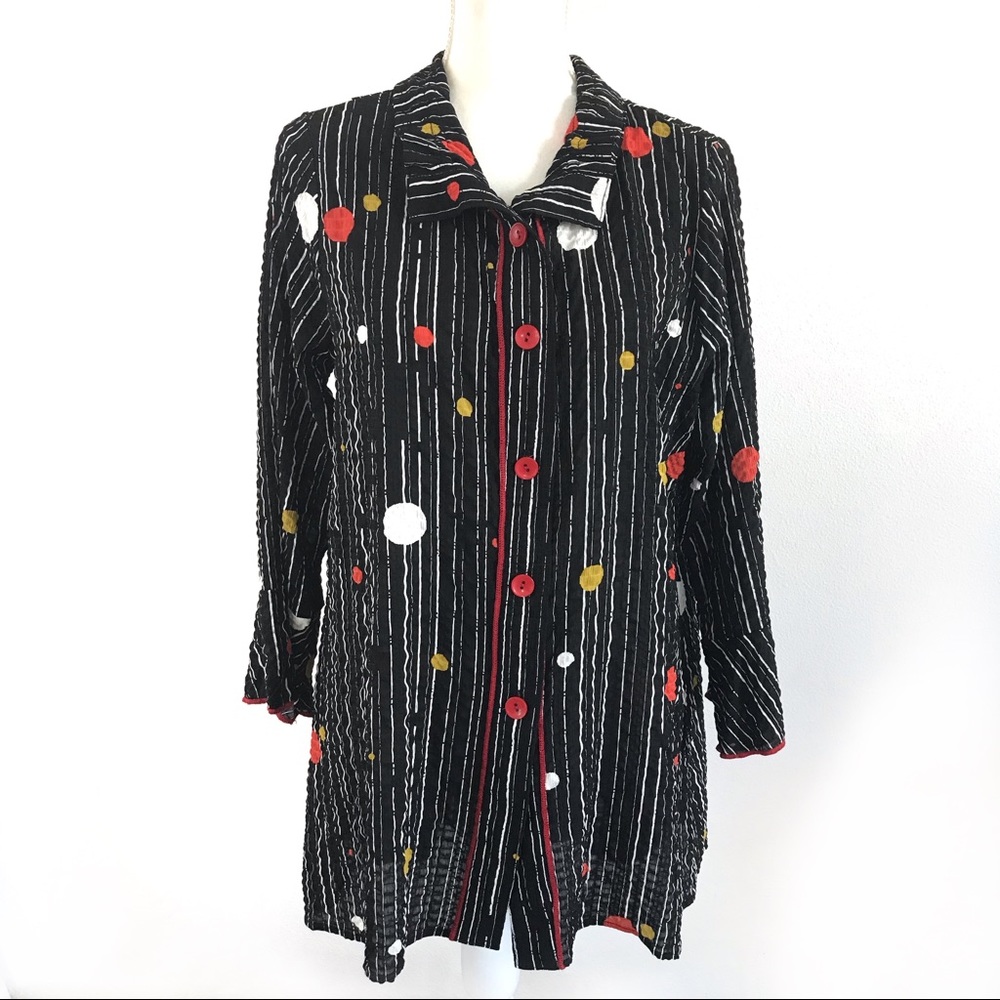 Opera Vintage Long Sleeve Tunic Stripes Polka Dots